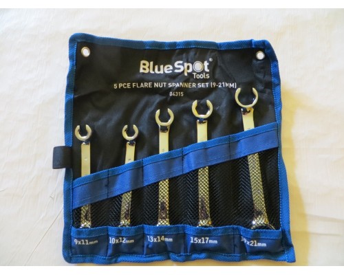 BlueSpot 04315 Flare Nut Spanner Set 5 Piece 9mm - 21mm