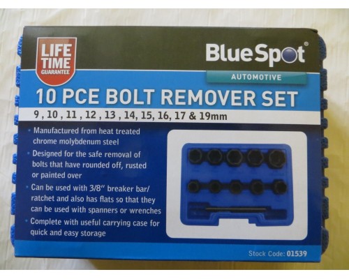 BlueSpot 10pc Damaged Nut Bolt Remover Stud Extractor Socket Set  