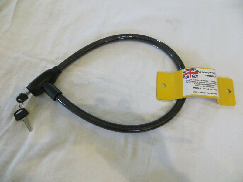 Ground Anchor + Wire Lock Garage Shed Wall Floor Lock Secure Motorbike Mower