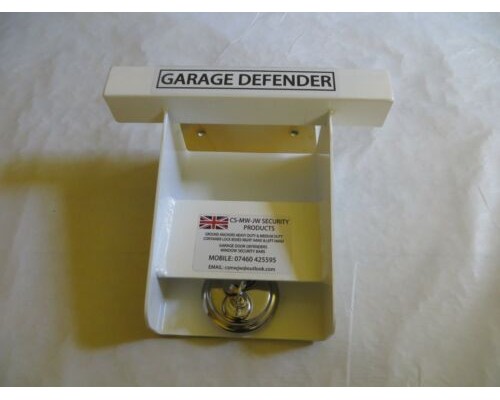 UK garage door defender lock. HEAVY DUTY SECURITY.padlock + fixings WHITE